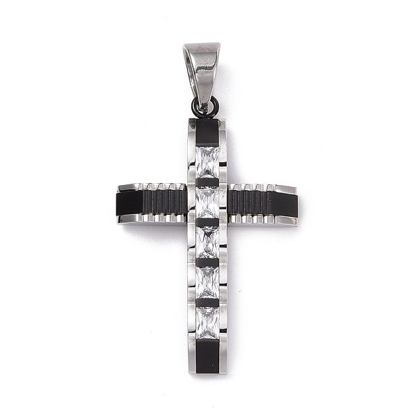 

PandaHall 304 Stainless Steel Big Pendants, Cross, with Rhinestones, Gunmetal & Stainless Steel Color, 50x32x6mm, Hole: 10x8mm Stainless..., Clear