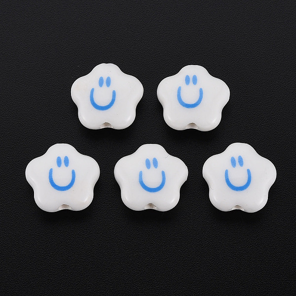 

PandaHall Handmade Porcelain Beads, Star with Smile, White, 14x15x6.5mm, Hole: 2mm Porcelain Star White