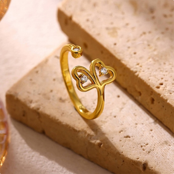 Bagues ouvertes en laiton avec micro pavé de zircones cubiques pour femmes