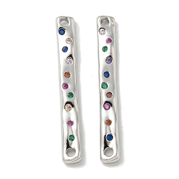 

PandaHall Brass Pave Colorful Cubic Zirconia Connector Charms, Rectangle Links, Platinum, 29x4x2mm, Hole: 1mm Brass+Cubic Zirconia Rectangle