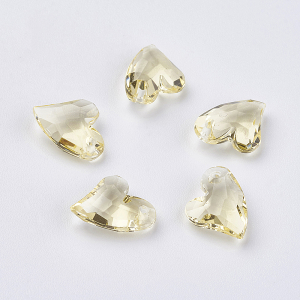 

PandaHall Transparent Acrylic Charms, Faceted, Heart, Champagne Yellow, 11x9x4mm, Hole: 0.5mm Acrylic Heart