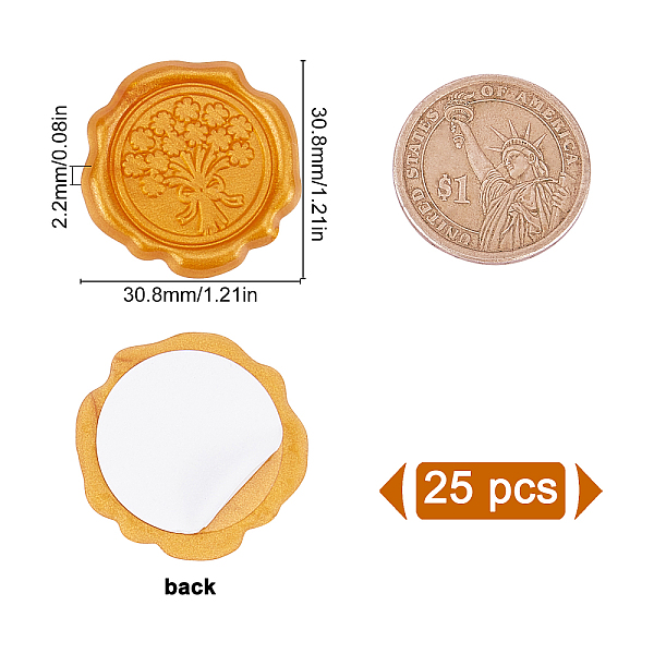 

PandaHall Adhesive Wax Seal Stickers, For Envelope Seal, Goldenrod, 30.8x30.8x2.2mm Wax Gold