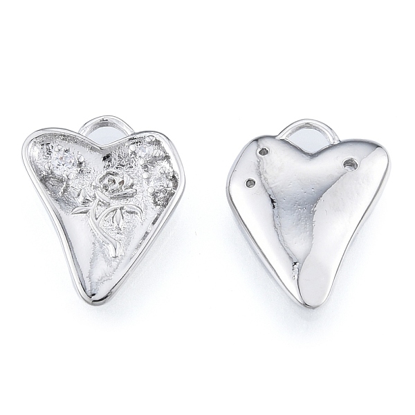 

PandaHall Brass Micro Pave Clear Cubic Zirconia Pendants, Cadmium Free & Nickel Free & Lead Free, Heart with Rose, Real Platinum Plated...
