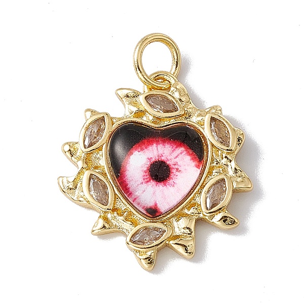 

PandaHall Brass Micro Pave Clear Cubic Zirconia Pendants, with Resin and Jump Rings, Lead Free & Cadmium Free, Heart with Eye Charm, Real..., Black