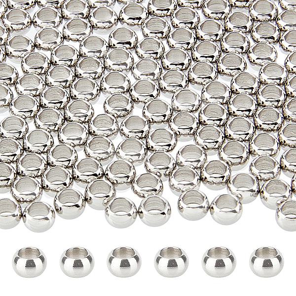 

PandaHall DICOSMETIC 200Pcs 304 Stainless Steel Rondelle Spacer Beads, Stainless Steel Color, 5x3mm, Hole: 3mm 304 Stainless Steel Rondelle