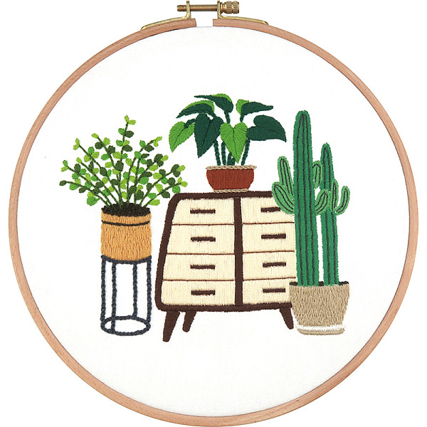 

PandaHall DIY Display Decoration Embroidery Kit, Including Embroidery Needles & Thread, Cotton Fabric, Plants Pattern, 172x141mm Cotton..., Green