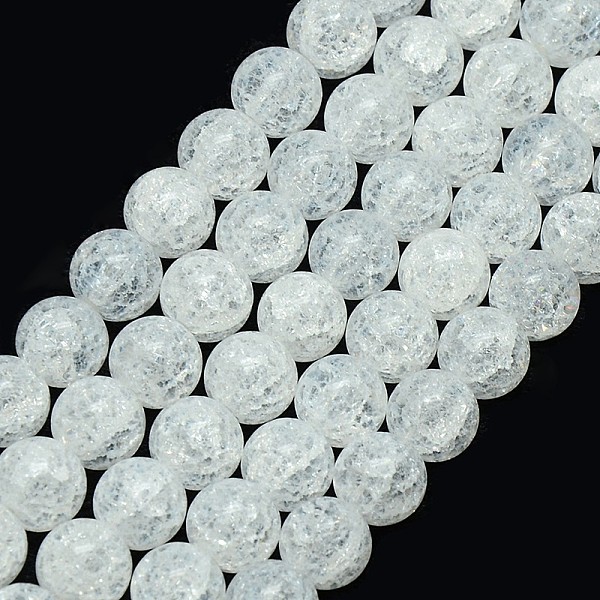 

PandaHall Synthetic Crackle Quartz Round Beads Strands, Clear, 10mm, Hole: 1mm, about 42pcs/strand, 16.53 inch Crackle Quartz Round Clear
