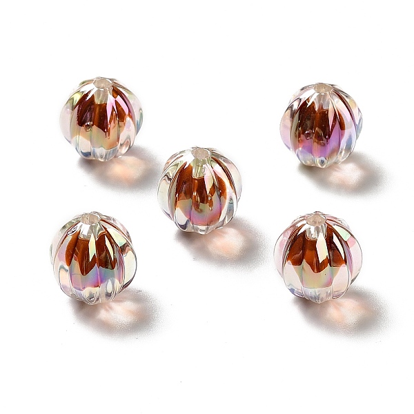 

PandaHall Two Tone UV Plating Rainbow Iridescent Acrylic Beads, Pumpkin, Coffee, 15.5x14.5~15mm, Hole: 2.7~2.8mm Acrylic Pumpkin Brown