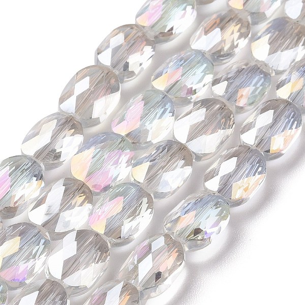 

PandaHall Faceted Electroplated Transparent Glass Beads Strands, AB Color Plated, Oval, Clear AB, 10.5x8x5mm, Hole: 1.5mm, about...