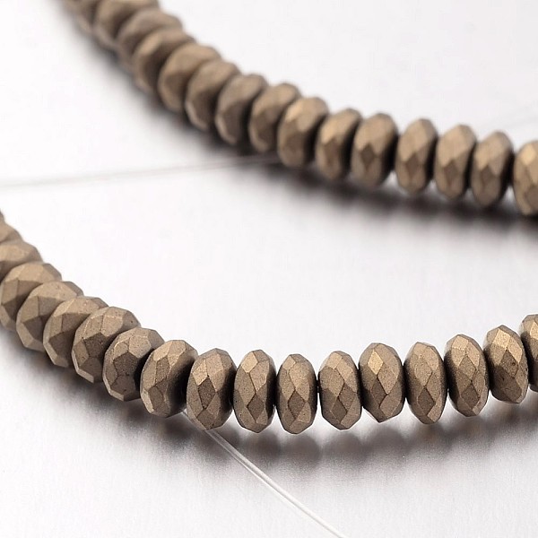 

PandaHall Electroplate Non-magnetic Synthetic Hematite Bead Strands, Frosted, Rondelle, Antique Bronze Plated, 4x2mm, Hole: 1mm, about...