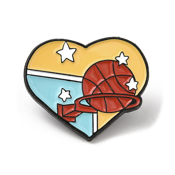 

PandaHall Enamel Pins, Black Alloy Brooch for Basketball Lover, Heart, 22x26.5x1.7mm Alloy+Enamel Heart Gold