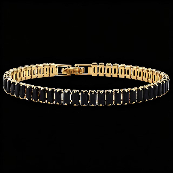 Bracelets de tennis rectangulaires en laiton pavé de zirconiums cubiques pour femmes