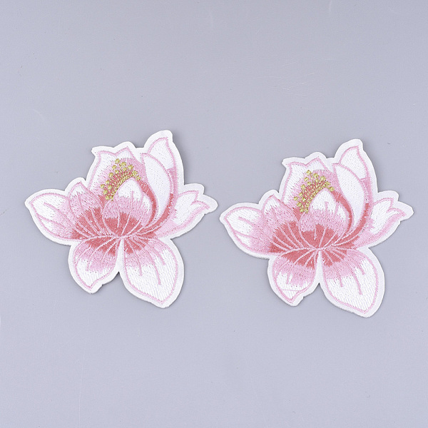 

PandaHall Computerized Embroidery Cloth Iron on/Sew on Patches, Appliques, Costume Accessories, Flower, Pink, 82x85x1.5mm Cloth Flower Pink