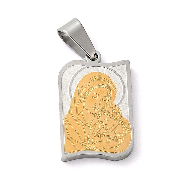 

PandaHall Mother's Day Theme Vacuum Plating 304 Stainless Steel Pendants, Rectangle with Child & Mother Charms, Golden & Stainless Steel..., Gold
