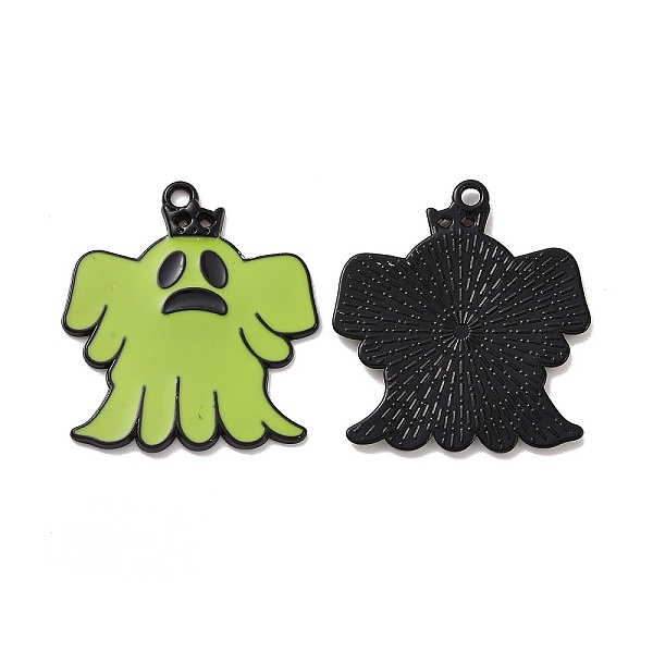 

PandaHall Halloween Theme Rack Plating Alloy Enamel Pendants, Ghost Charms, Electrophoresis Black, 32x29x1.6mm, Hole: 2mm Alloy+Enamel Ghost