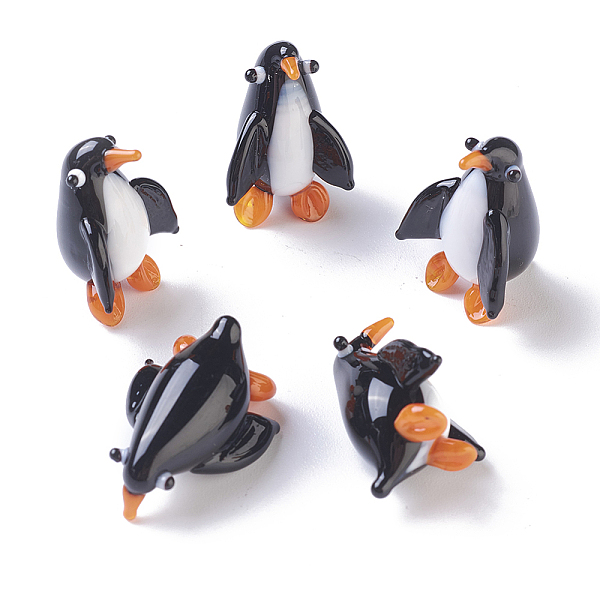 

PandaHall Home Decorations, Handmade Lampwork Display Decorations, Penguin, Black, 12~20x17~20x24~32mm Lampwork Penguin Black