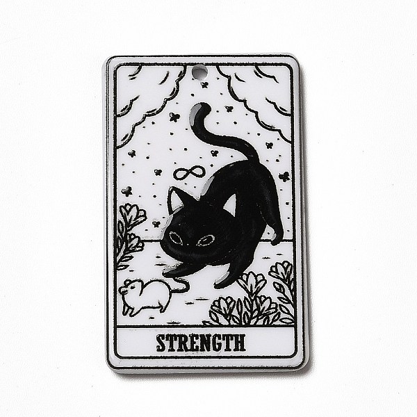 

PandaHall Tarot Theme Printed Acrylic Pendants, Rectangle with Cat Pattern Charms, Strength VIII, 39x24x2.5mm, Hole: 1.8mm Acrylic Tarot..., Black