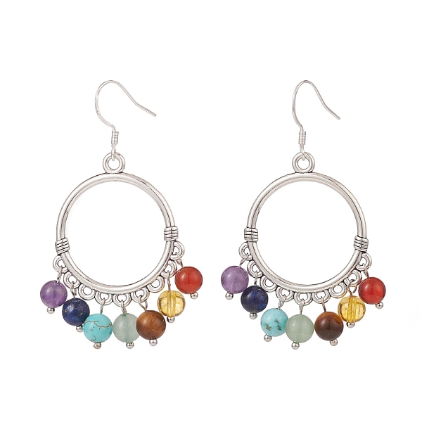 

PandaHall Natural & Synthetic Mixed Gemstone Chandelier Earrings, 7 Chakra 304 Stainless Steel Jewelry for Women, Stainless Steel Color...