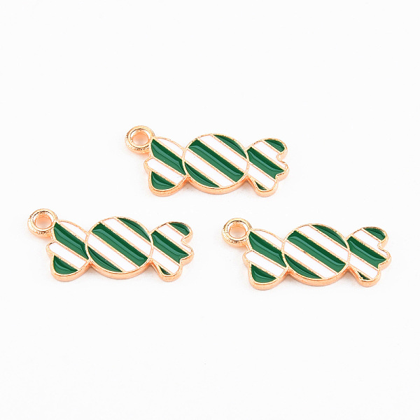 

PandaHall Light Gold Tone Alloy Enamel Pendants, Cadmium Free & Lead Free, Halloween, Candy, Dark Green, 21x10x1.2mm, Hole: 1.5mm...
