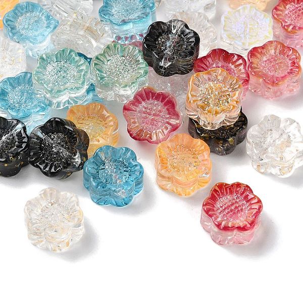 

PandaHall Transparent Glass Beads, Flower, Mixed Color, 12.5x11.5x6mm, Hole: 1mm Glass Flower Multicolor