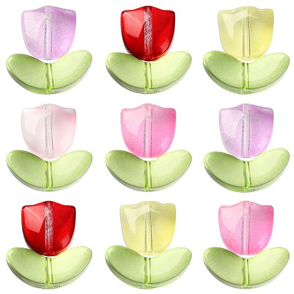 

PandaHall 100Pcs 6 Colors Handmade Lampwork Beads, Tulip, Mixed Color, 9x9x5.5mm, Hole: 1mm Lampwork Flower Multicolor