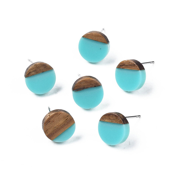 

PandaHall Opaque Resin & Walnut Wood Stud Earrings, with 316 Stainless Steel Pins, Flat Round, Medium Turquoise, 10mm, Pin: 0.7mm Wood Flat...