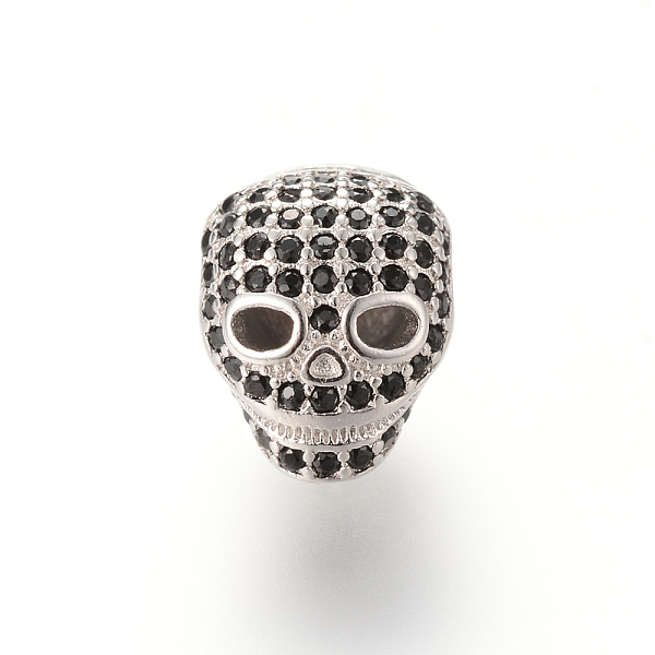 

PandaHall Brass Micro Pave Cubic Zirconia Beads, Skull, Platinum, 12.5x11.3mm Brass+Cubic Zirconia Skull