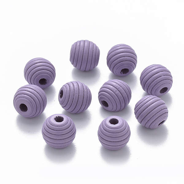 

PandaHall Painted Natural Wood Beehive Beads, Round, Lilac, 12x11mm, Hole: 3.5mm Schima Wood Round Purple