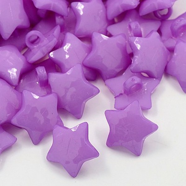 

PandaHall Acrylic Shank Buttons, 1-Hole, Dyed, Faceted, Star, Medium Orchid, 16x3mm, Hole: 3mm Acrylic Star Purple