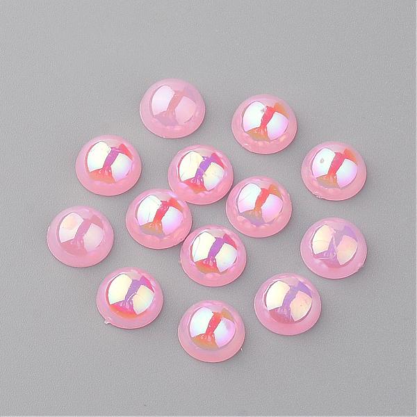 

PandaHall Acrylic Cabochons, AB Color Plated, Half Round, Pearl Pink, 8x4mm Acrylic Half Round Pink