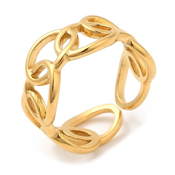 

PandaHall 304 Stainless Steel Hollow Oval Open Cuff Rings for Women, Real 18K Gold Plated, Inner Diameter: 17mm 304 Stainless Steel