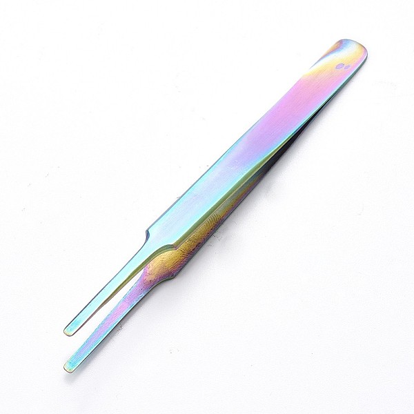 PandaHall Stainless Steel Beading Tweezers, Colorful, 12.15x0.95cm Stainless Steel
