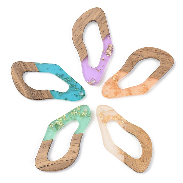 

PandaHall Transparent Resin & Walnut Wood Pendants, with Gold Foil, Teardrop, Mixed Color, 38x20x3mm, Hole: 2mm Resin+Wood Teardrop..., Multicolor