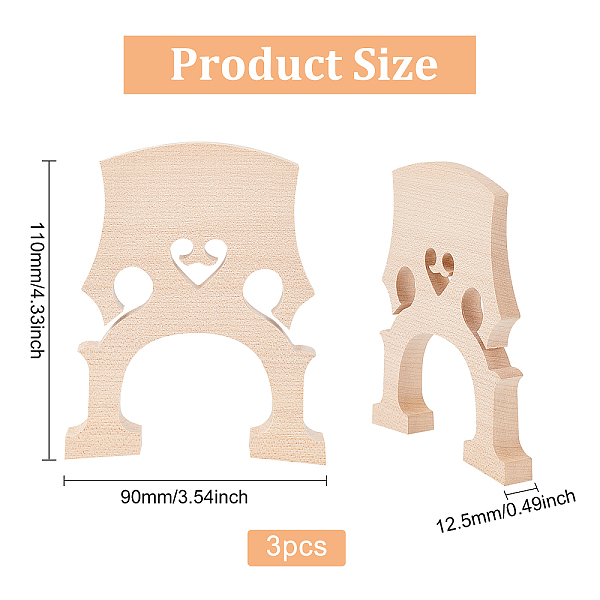 

PandaHall FINGERINSPIRE 3 Pcs Cello Bridge Maple Wood 3/4 4/4 Cello Bridge Maple Wood Self Adjusting Fitted Bridge Wood Color Cello Bridge...