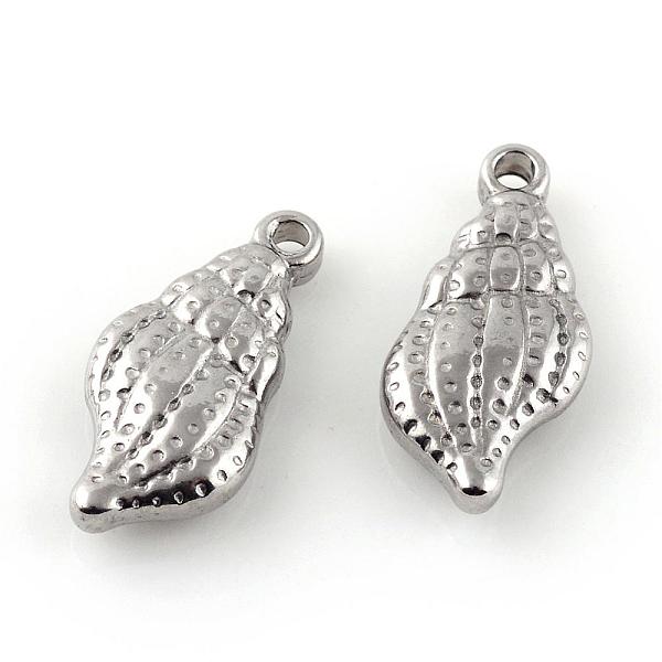 

PandaHall 304 Stainless Steel Pendants, Spiral Shell, Stainless Steel Color, 18.5x9.5x4mm, Hole: 1.4mm 304 Stainless Steel Shell Shape