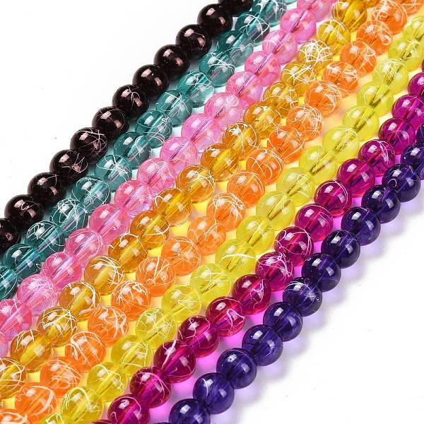 

PandaHall Drawbench Transparent Glass Beads Strands, Spray Painted, Round, Mixed Color, 8mm, Hole: 1.3~1.6mm, 31.4 inch Glass Round..., Multicolor