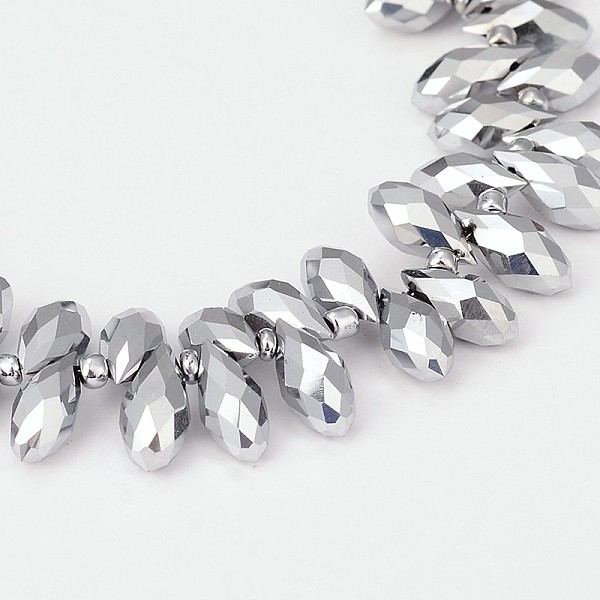 

PandaHall Electroplate Glass Beads Strands, Top Drilled Beads, Faceted Teardrop, Full Plated, Platinum Plated, 12x6mm, Hole: 1mm, about...