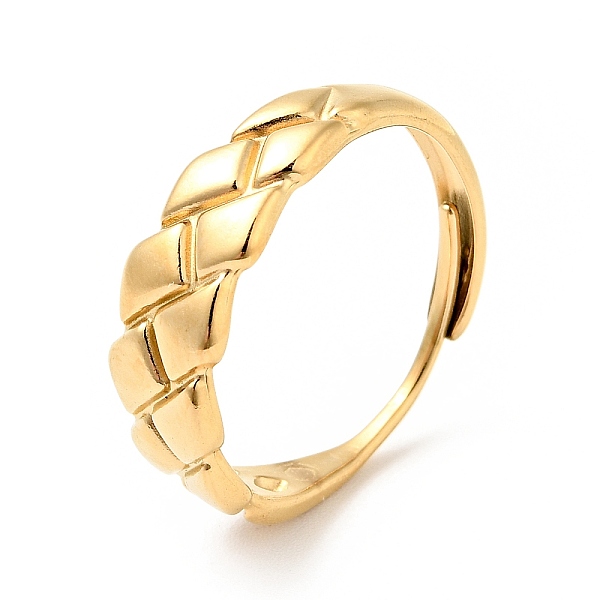 

PandaHall Ion Plating(IP) 304 Stainless Steel Textured Rhombus Adjustable Ring for Women, Golden, US Size 9(18.9mm) 304 Stainless Steel
