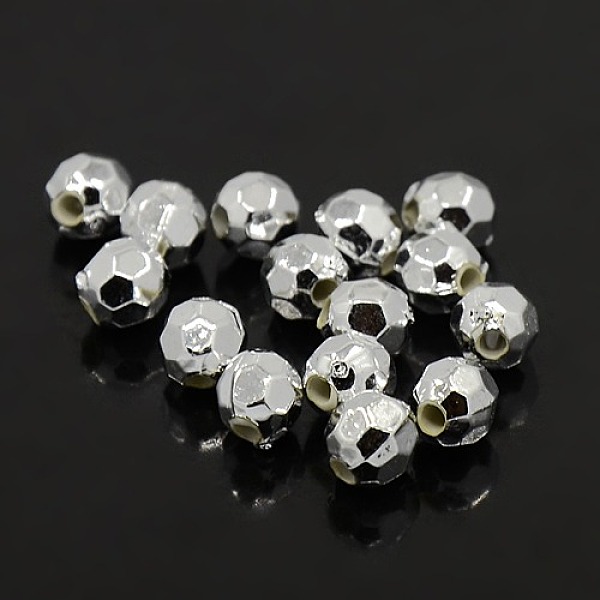 

PandaHall Plating Plastic Acrylic Faceted Round Beads, Silver Plated, 8mm, Hole: 1.5mm, about 1800pcs/pound Acrylic Round