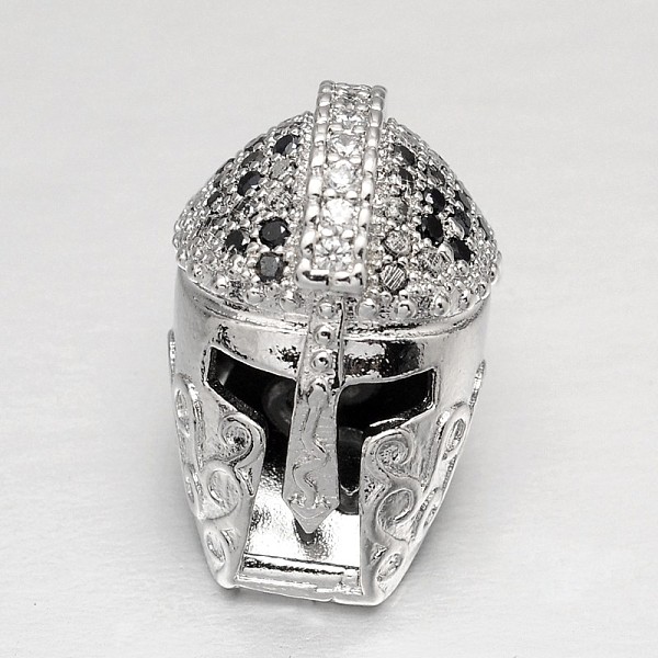 

PandaHall Brass Micro Pave Cubic Zirconia Gladiator Helmet Beads, Lead Free and Cadmium Free, Platinum, 17x11mm, Hole: 1.5mm Brass+Cubic...