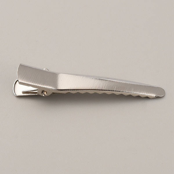 Iron Alligator Hair Clip Findings, Platinum, 50x9.5x11mm