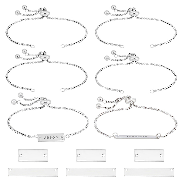 

PandaHall UNICRAFTALE 8 Sets Stainless Steel DIY Stamping Rectangle Slider Bracelet Making Kit 2 Sizes Rectangle Engravable Blank Tags Links...