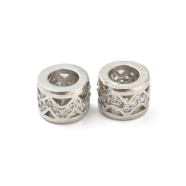 

PandaHall Brass Micro Pave Cubic Zirconia European Beads, Large Hole Beads, Long-Lasting Plated, Lead Free & Cadmium Free, Hollow Column..., Clear