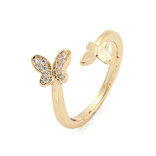 

PandaHall Brass Micro Pave Cubic Zirconia Cuff Rings, Butterfly Open Rings for Women, Long-Lasting Plated, Golden, Adjustable Brass+Cubic..., Clear