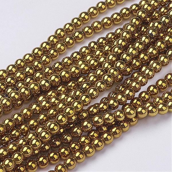 

PandaHall Non-Magnetic Synthetic Hematite Beads Strands, Round, Golden Plated, 4mm, Hole: 1mm, about 100pcs/strand, 15.7 inch Non-magnetic..., Gold