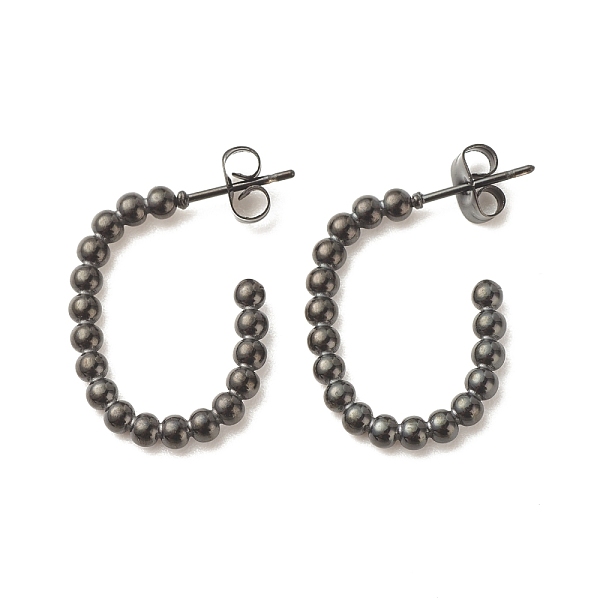 

PandaHall Ion Plating(IP) 304 Stainless Steel Oval Stud Earrings, Half Hoop Earrings for Women, Electrophoresis Black, 24x18mm, Pin: 0.8mm...