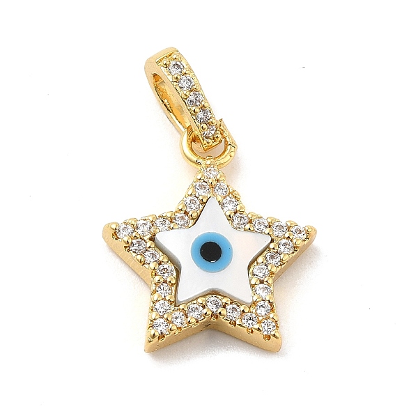 

PandaHall Brass Micro Pave Cubic Zirconia Pendants, with Cellulose Acetate(Resin) Evil Eye, Golden, Star, 17x14.5x3mm, Hole: 5x3.5mm..., Blue