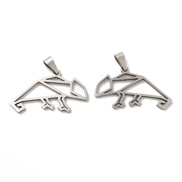 

PandaHall 201 Stainless Steel Origami Pendants, Chameleon Outline Charms, Stainless Steel Color, 19x31.5x1.5mm, Hole: 6.5x3mm 201 Stainless...