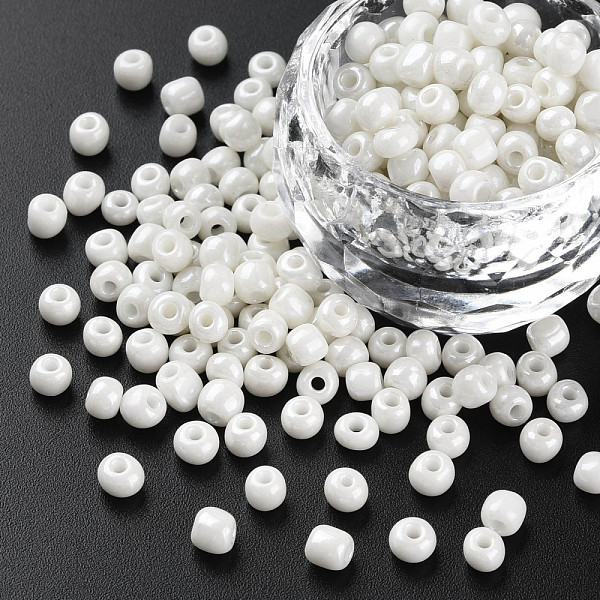 

PandaHall 6/0 Glass Seed Beads, Dyed & Heated, Opaque Colours Luster, Round Hole, Round, Creamy White, 4~5x3~4mm, Hole: 1.2mm, about...