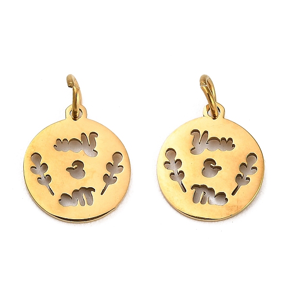 

PandaHall 304 Stainless Steel Charms, with Jump Ring, Flat Round Charm, Laser Cut, Golden, Flower, 13.5x11.5x1mm, Hole: 3.4mm 304 Stainless...